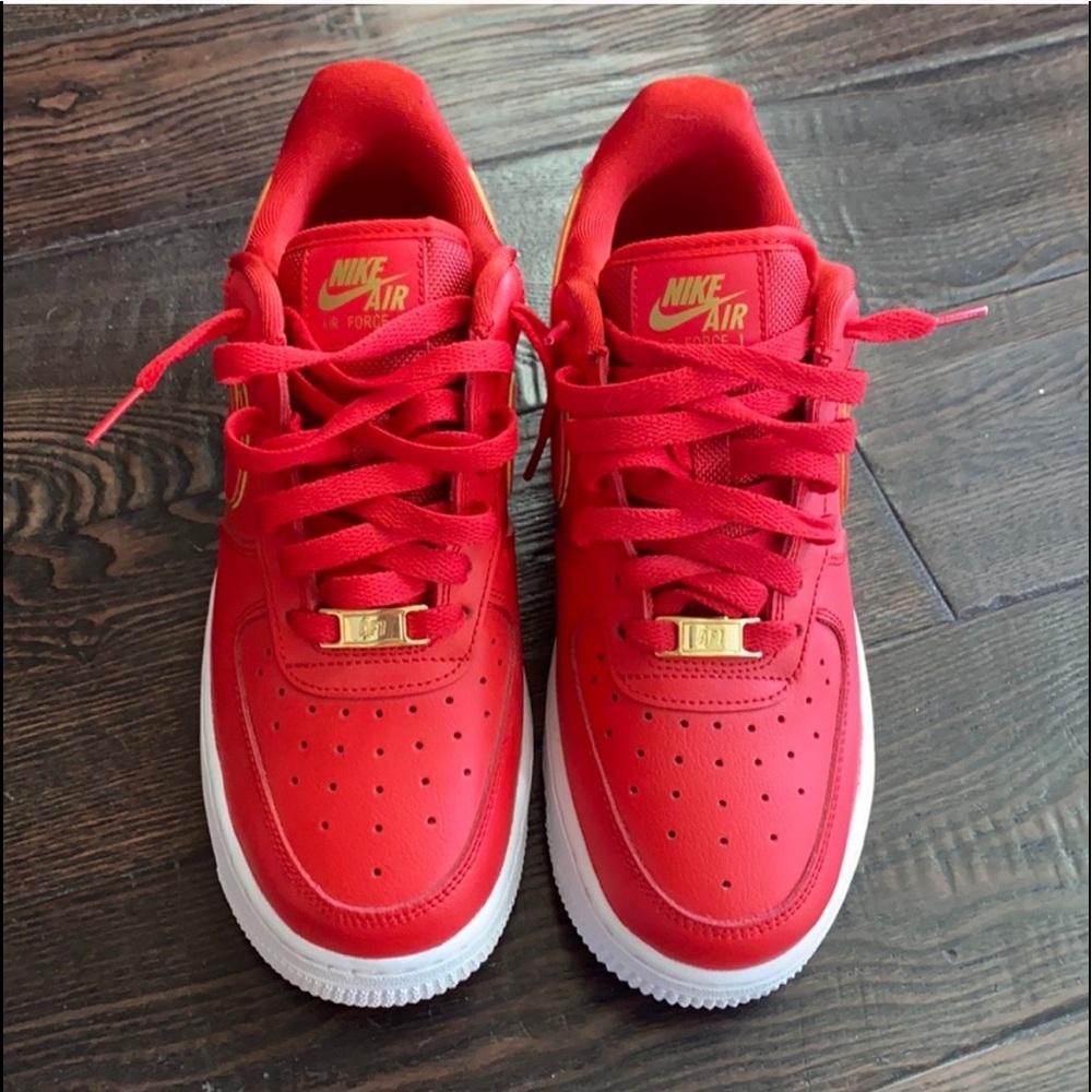 red and gold air force ones, womens 7.5